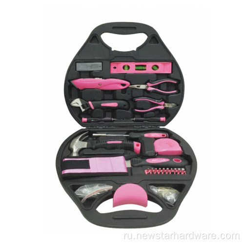Набор инструментов из розового цвета в форме коробки